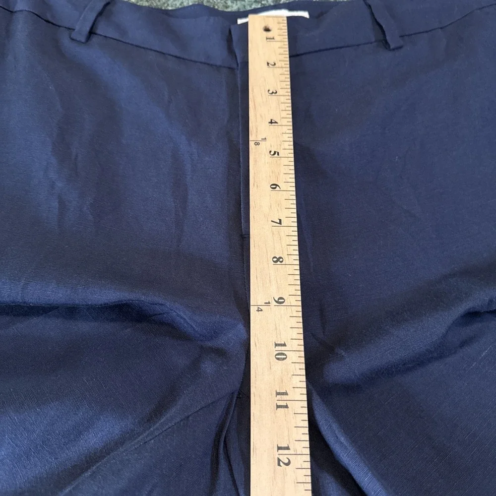 Banana Republic Wide‎ Leg Linen Blend W Sz 12 Blue Flat Front Dress Pants NEW